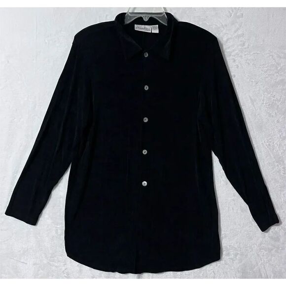 Chico's Tops - Chico's Private Edition Women's Black Button-Up Shirt Size L Standard Travel